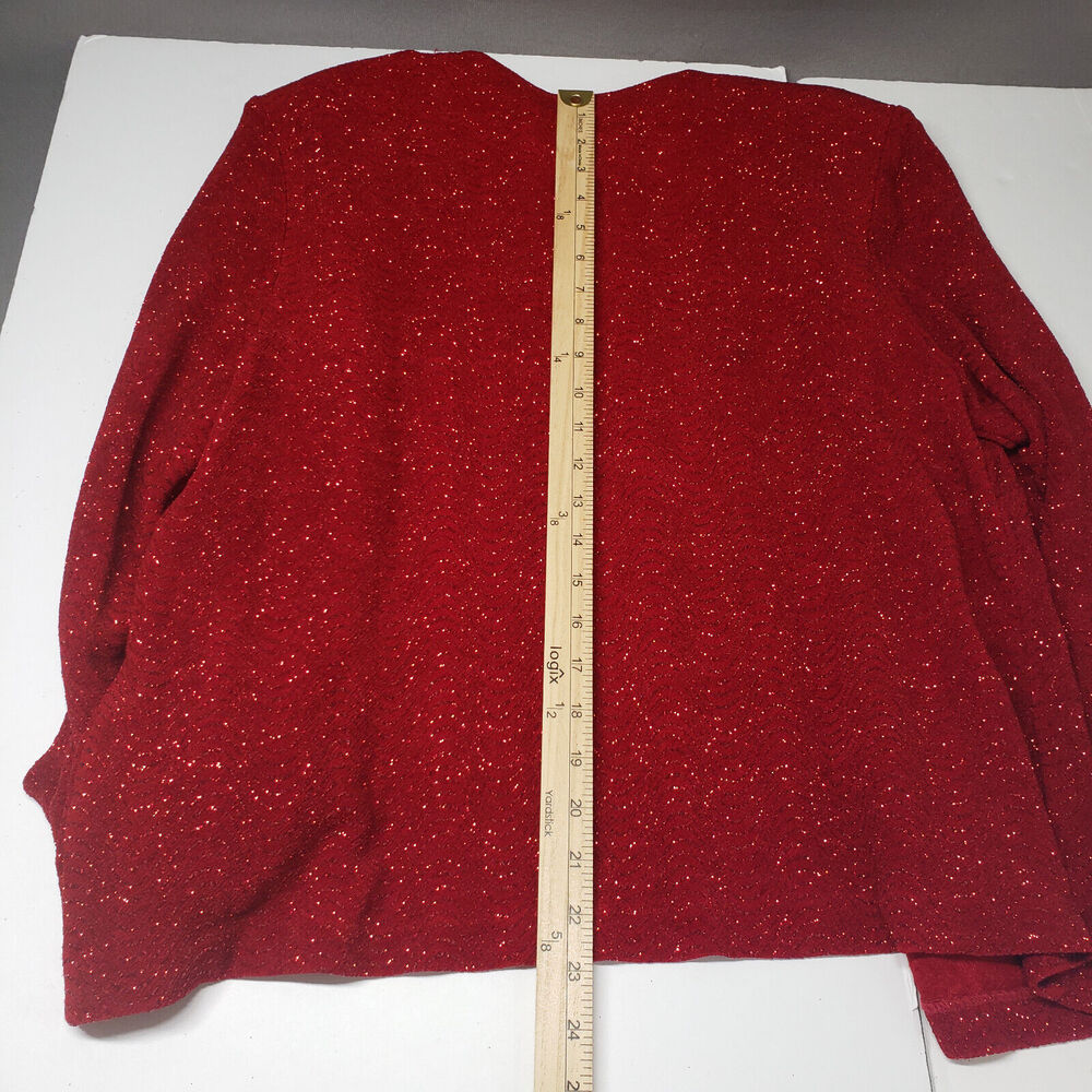 Vintage Ronni Nicole II Sparkly Cardigan Womens 16W Red Jacket Evening Holiday - Picture 5 of 11